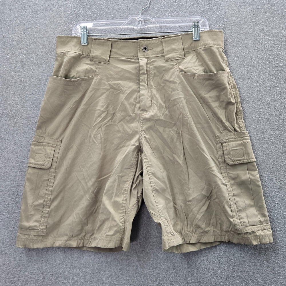 Eddie Bauer Men Shorts 34 Beige Cargo Pockets Nylon Outdoor Hiking Fishing READ